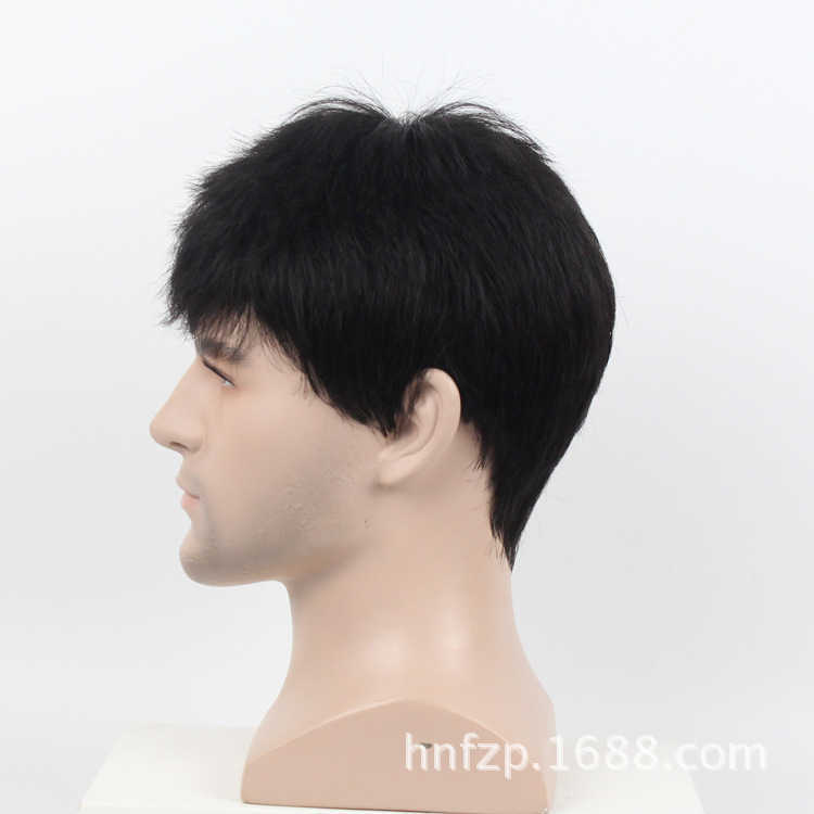 All true Hair Wig Mens real hair wig inch short hair handsome round inch hair inch flat head natural ventilationW250210