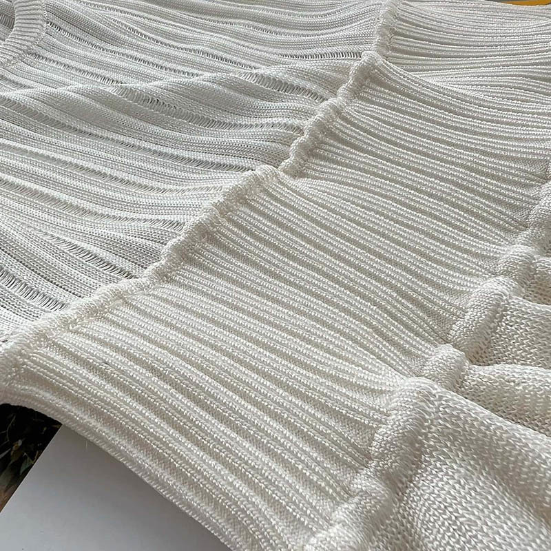 Women's U-Neck Knit Camisole Dress Designer Sexy Cut-Out Mini Dress With Pleated Detail Available In Three Colors Spring Chic Versatile For Any O