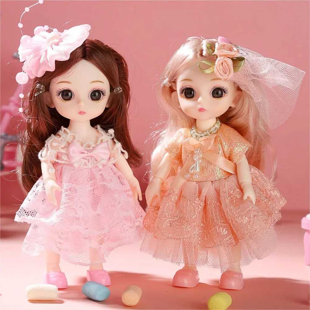 16cm BJD Doll 1/12 with Clothes and Shoes Movable 13 Joints Cute Sweet Face Girl Gift Child Toys Princess Doll DIY Dress Up Doll X250210