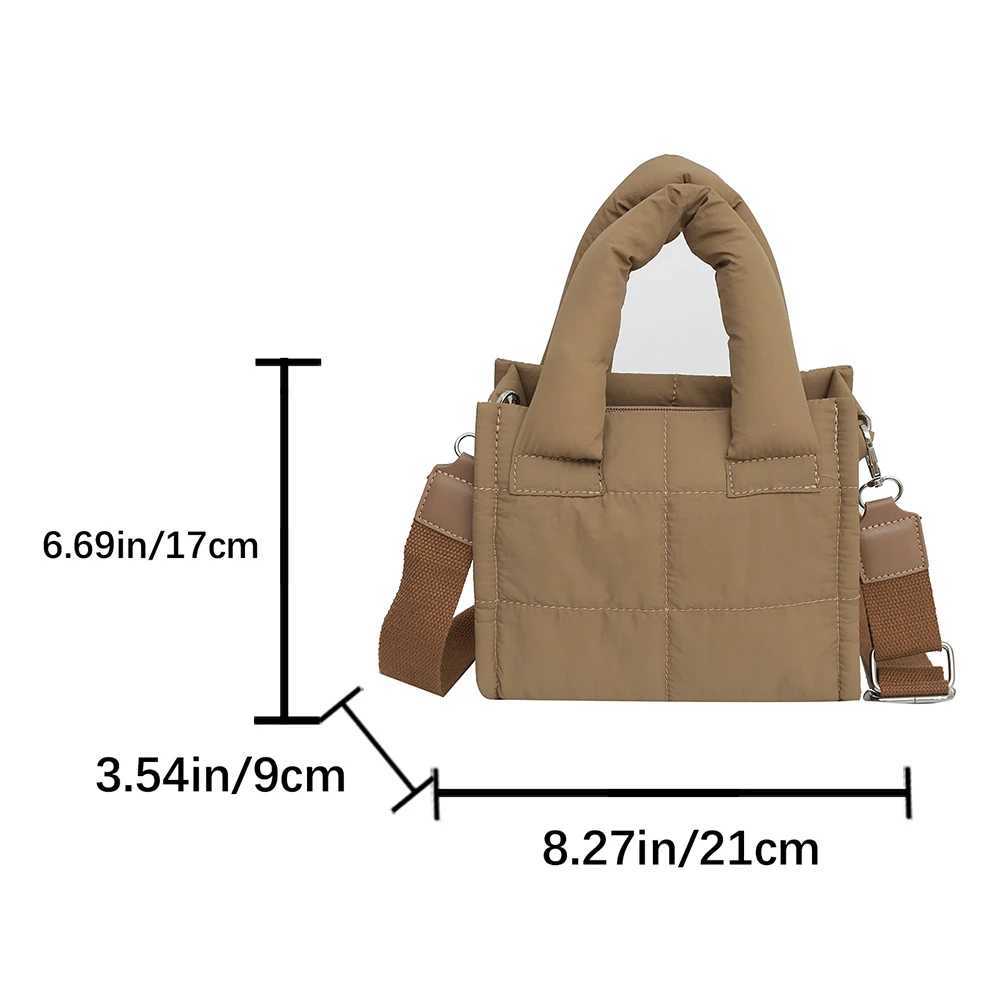 Puffer Crossbody Bags for Women Quilted Puffy Nylon Shoulder Bag Luxury Handbag Purse Cotton Padded Messenger Bag 2024C250208