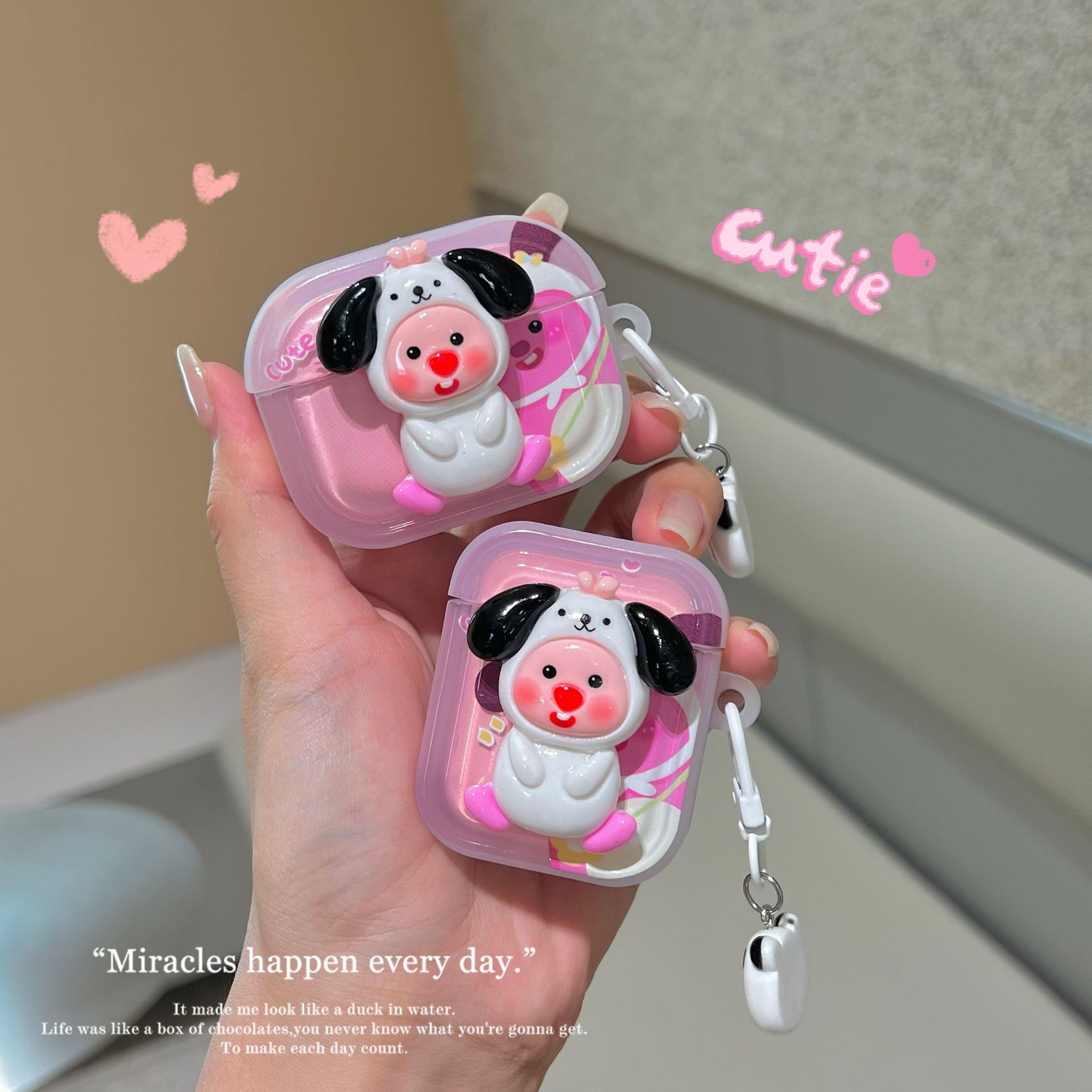 Transparent powder loopy suitable for Pro 2 3 protective case for Apple earphones