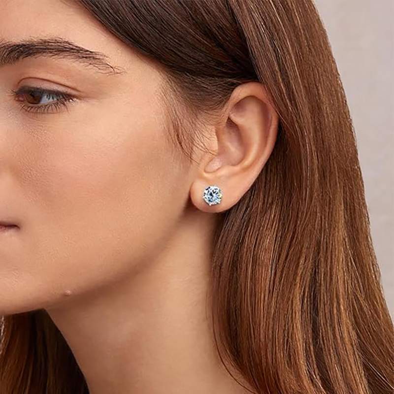 pass diamond tester vvs1 moissanite earrings designer for women 925 sterling silver 6 prong stud earrings plated 18K gold mens earring jewelry valenti