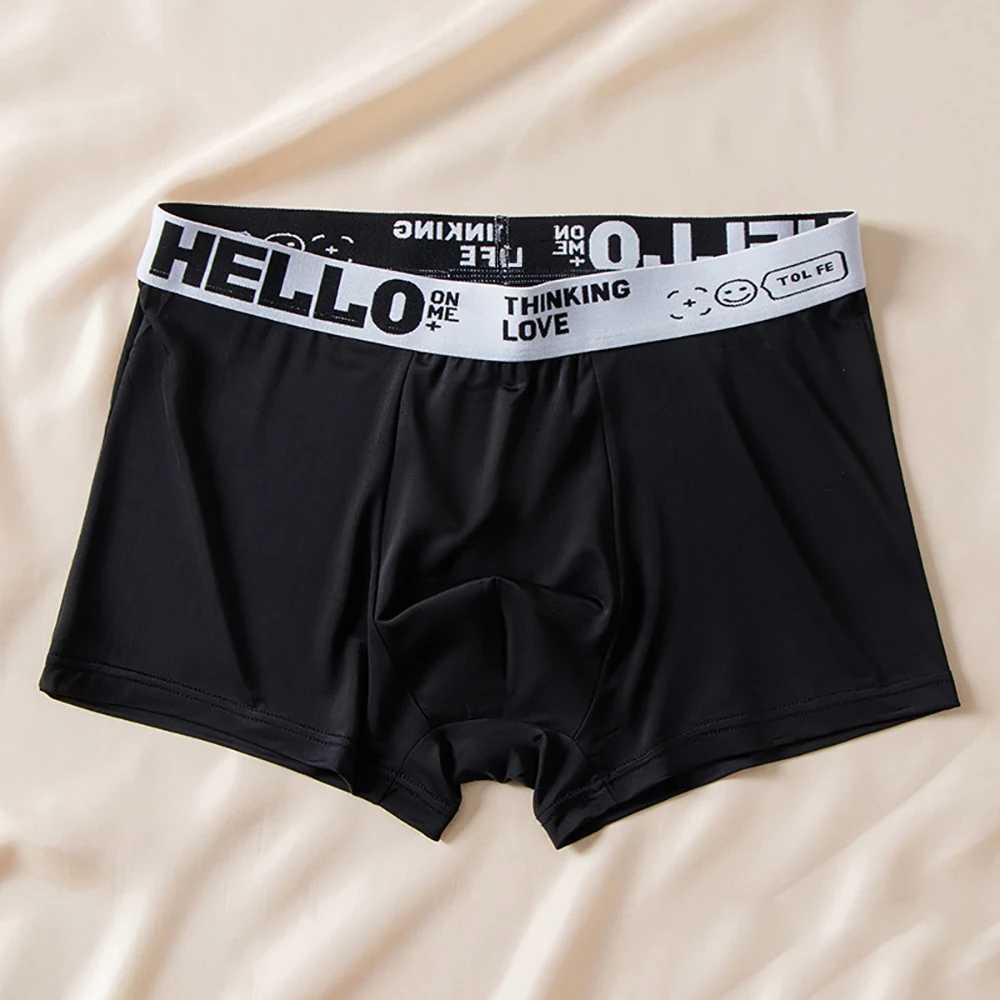 5pcs/lot Boxer Shorts Ice Silk Mens Underwear Summer Breathable Underpants U Convex Lingerie Breathable Sexy Panties W250210