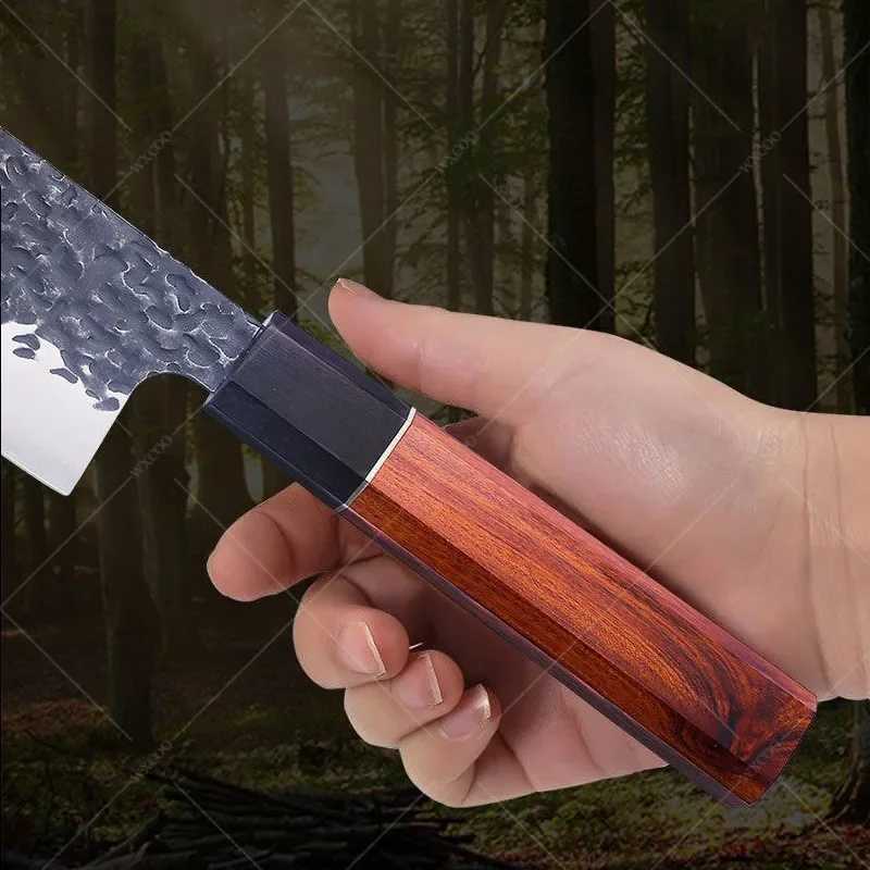 Hammered Forging Professional Chefs Knife Stainless Steel Kitchen Meat Cutting Knife Japanese Santoku Slicing KnifeXJ250210