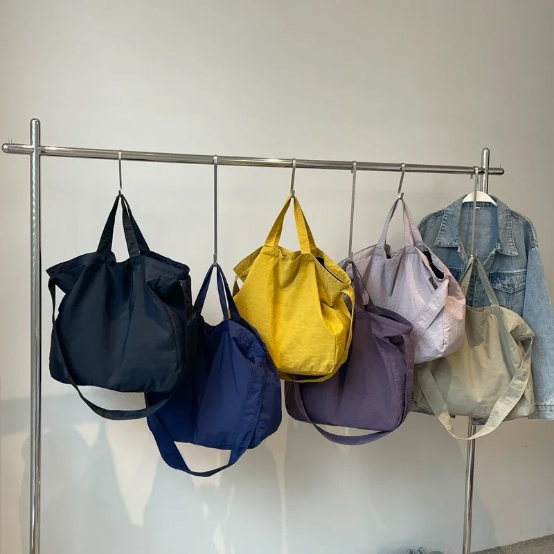 Solid Color Nylon Zipper Product Womens Tote Bag High Beauty Fashion Handbag Sweet Soft Versatile Shoulder Bag 250207