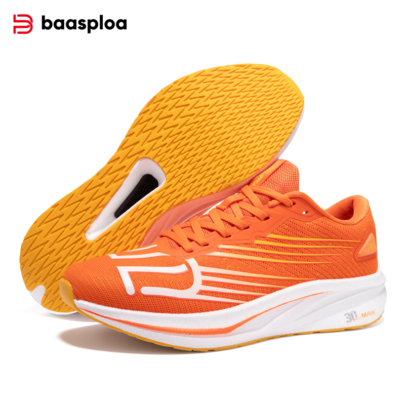 Baasploa Men Running Shoes Carbon Plate Professional Jogging Sneakers Male Outdoor Breathable Anti-slip Sports Shoes
