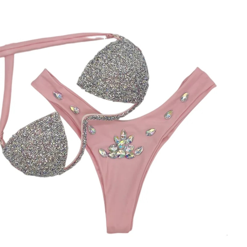 4 Kinds of Style SL Summer Hand Sewing Diamond Paste Bikini Set Sexy Swimsuit Tether Womens Swimwear Two Piece Beachwear 250121