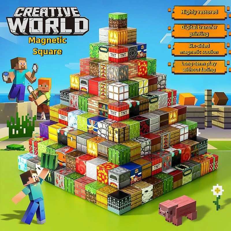 200pcs Magnetic Blocks-Build Mine Magnet World Set for Boys Girls Age 3+ Sensory Toys for Toddlers Gifts Construction ToysC250210