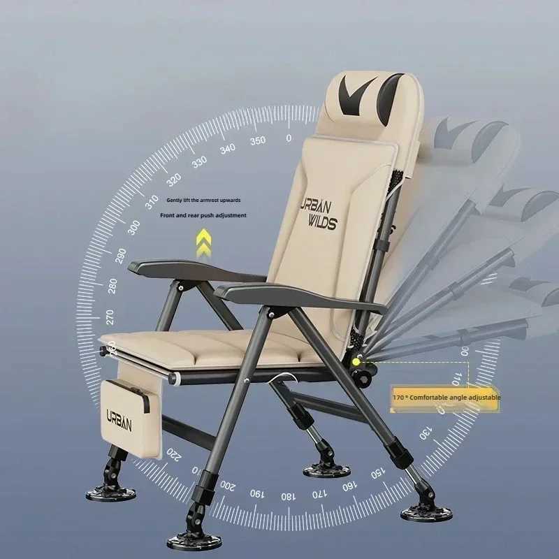 European lightweight folding fishing chair multifunctional tilted wild fishing chair all terrain tourism leisure chair X250210