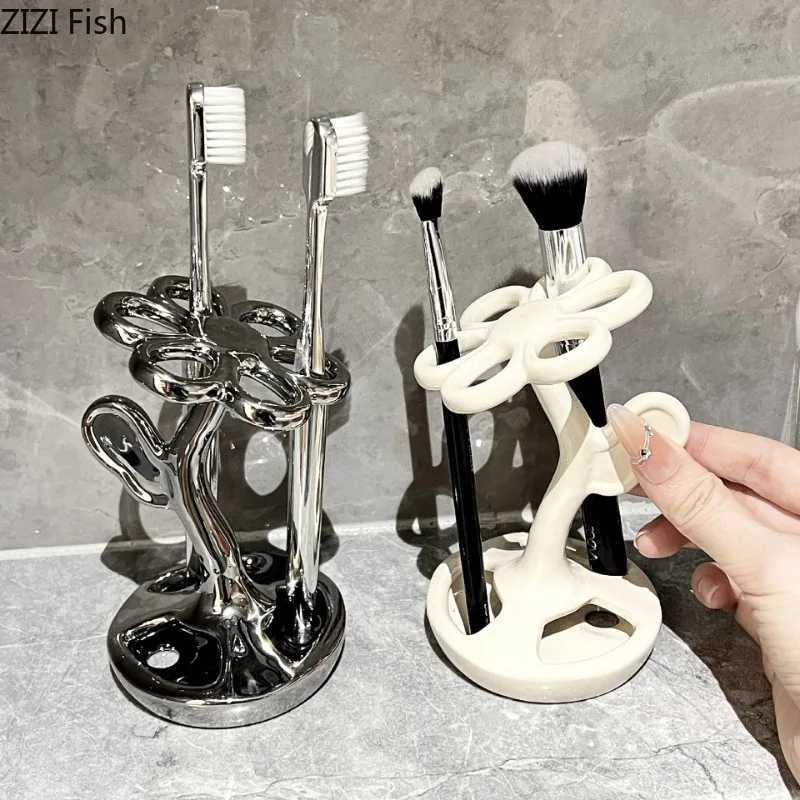 Flower shaped storage rack creative ceramic storage rack Bathro jewelry teeth storage rack decoration organizer Y250210