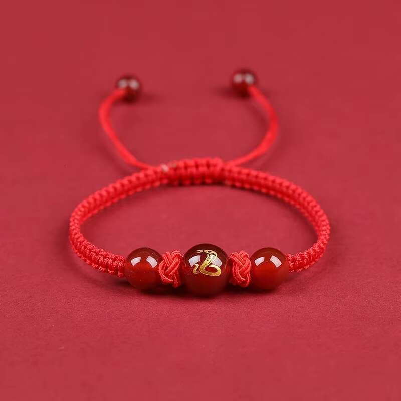 2025 New Year Zodiac Snake Lucky Braided Rope Bracelet Red Thread String Adjustable Bracelets for Womern Men Amulet Jewelry Gift