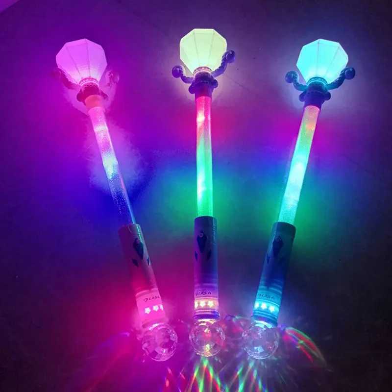 New Colorful Flash Wand Snowflake Wand Kids Girls Princess Magic Wand Toy Cute Angel Love Heart Glowing Magic Wand Cosplay Props W250210
