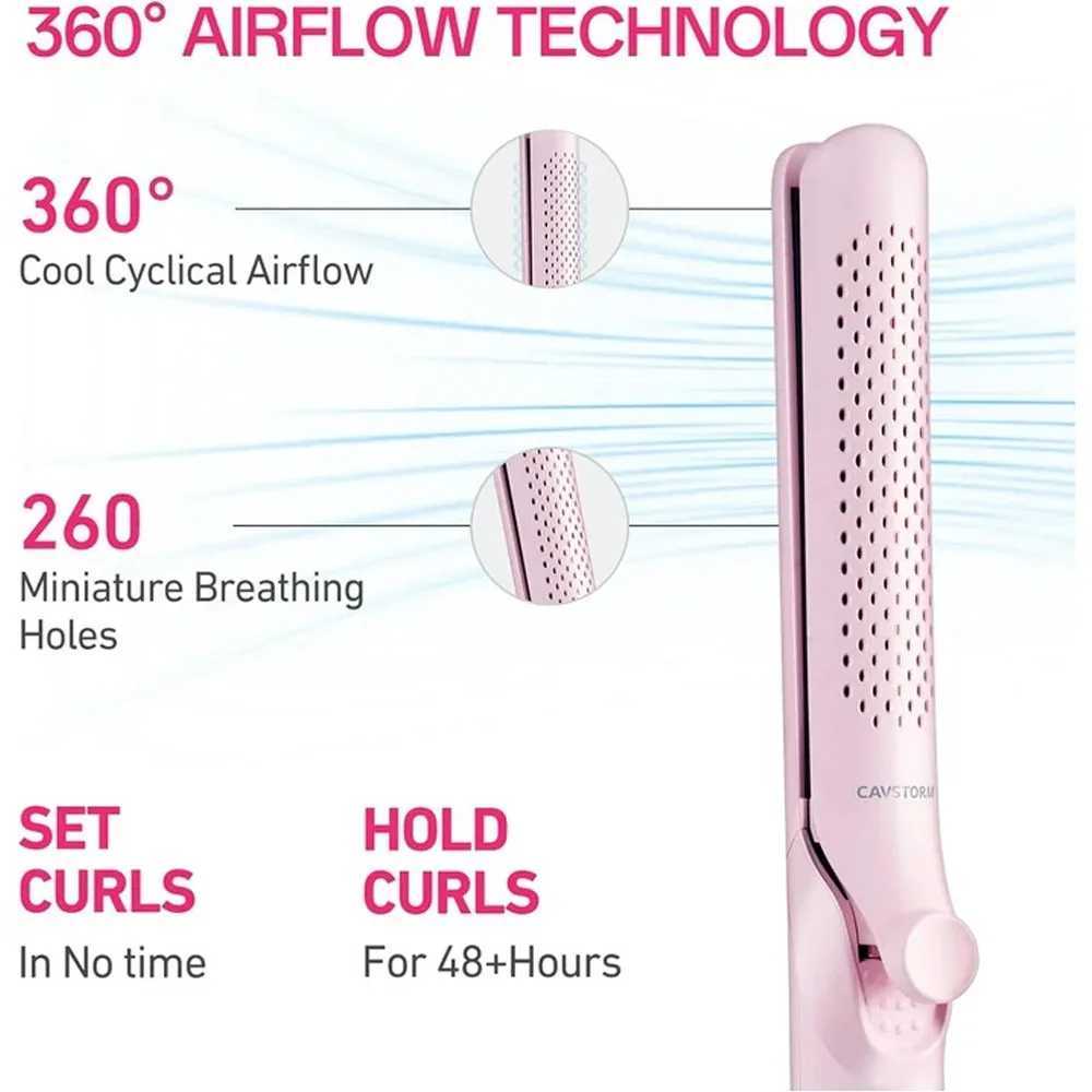 Standard 360 Airflow Styler 2 in 1 Curling Wand Titanium Flat Iron Cool Air Hair Straightener Iron Professional Hair CurlerXJ250210