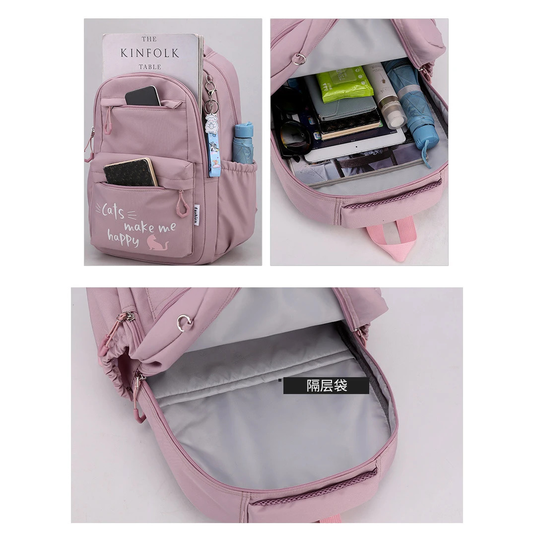Girl School Bag Backpack Back Pack For Teenager Women Children Female Pink Schoolbag Primary High Bagpack Class Teens Child Kids 250207