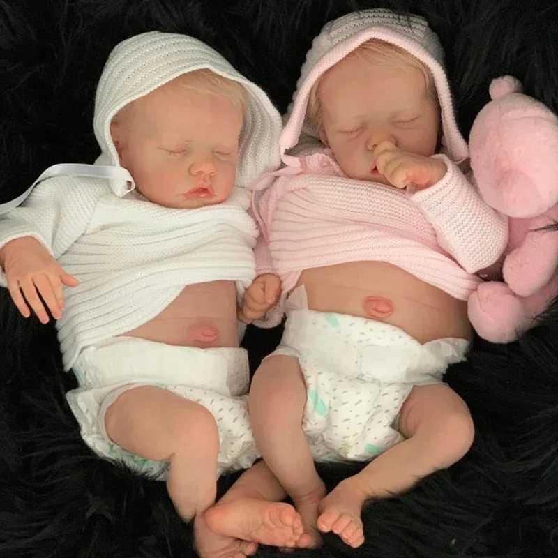 45CM Twins A/B Sleeping Reborn Baby Doll Already Painted Finished Newborn Baby Doll 3D Skin Visible Veins baby doll X250210