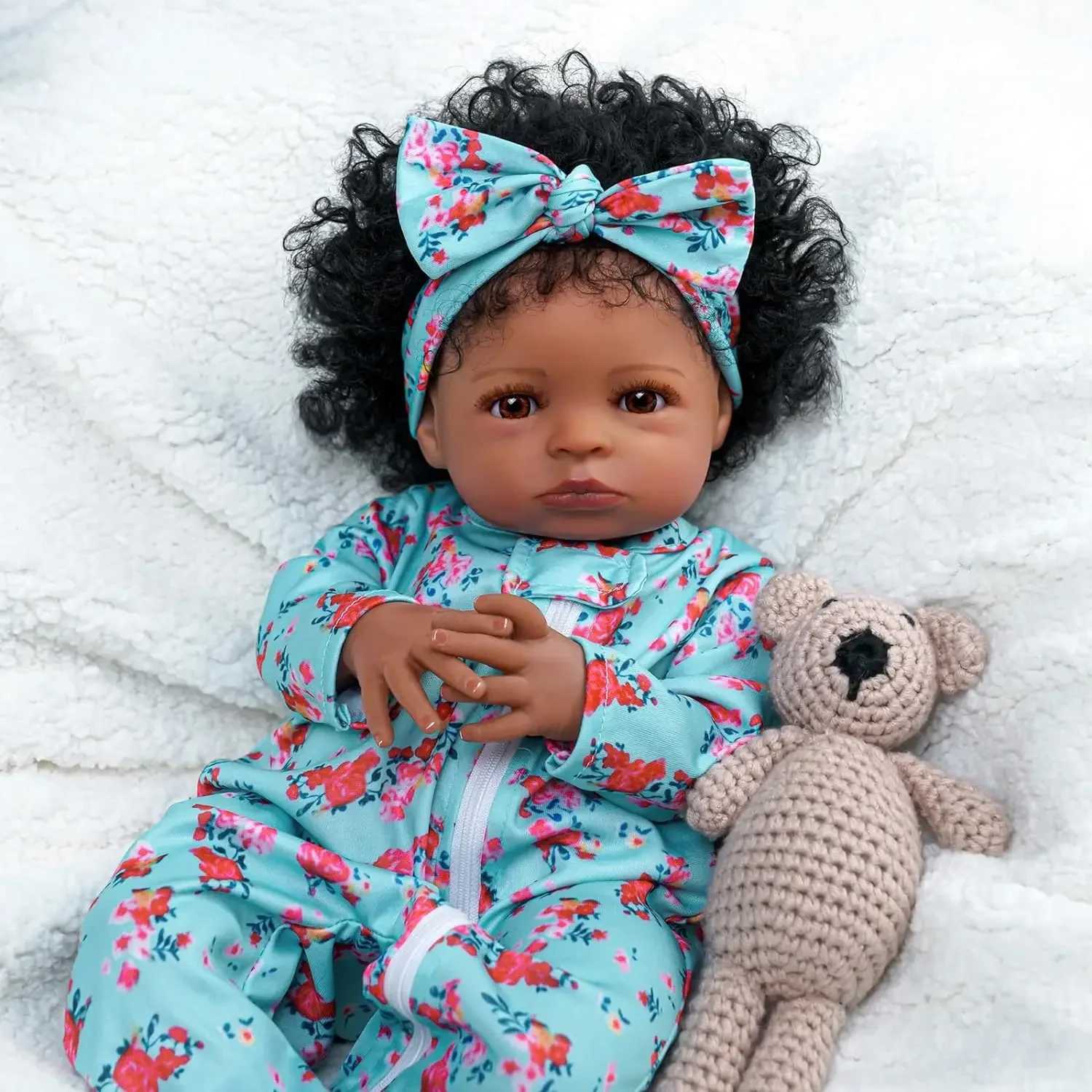 20 Inch Finished Reborn Baby Dolls Dark Skin Lanny African American Doll Princess Black Girl Vinyl Cloth Body Newborn Toy X250210