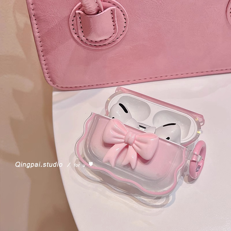 Girl Pink 3D Bow Suitable for Pods Protective Cover Pro 2 4 3 case