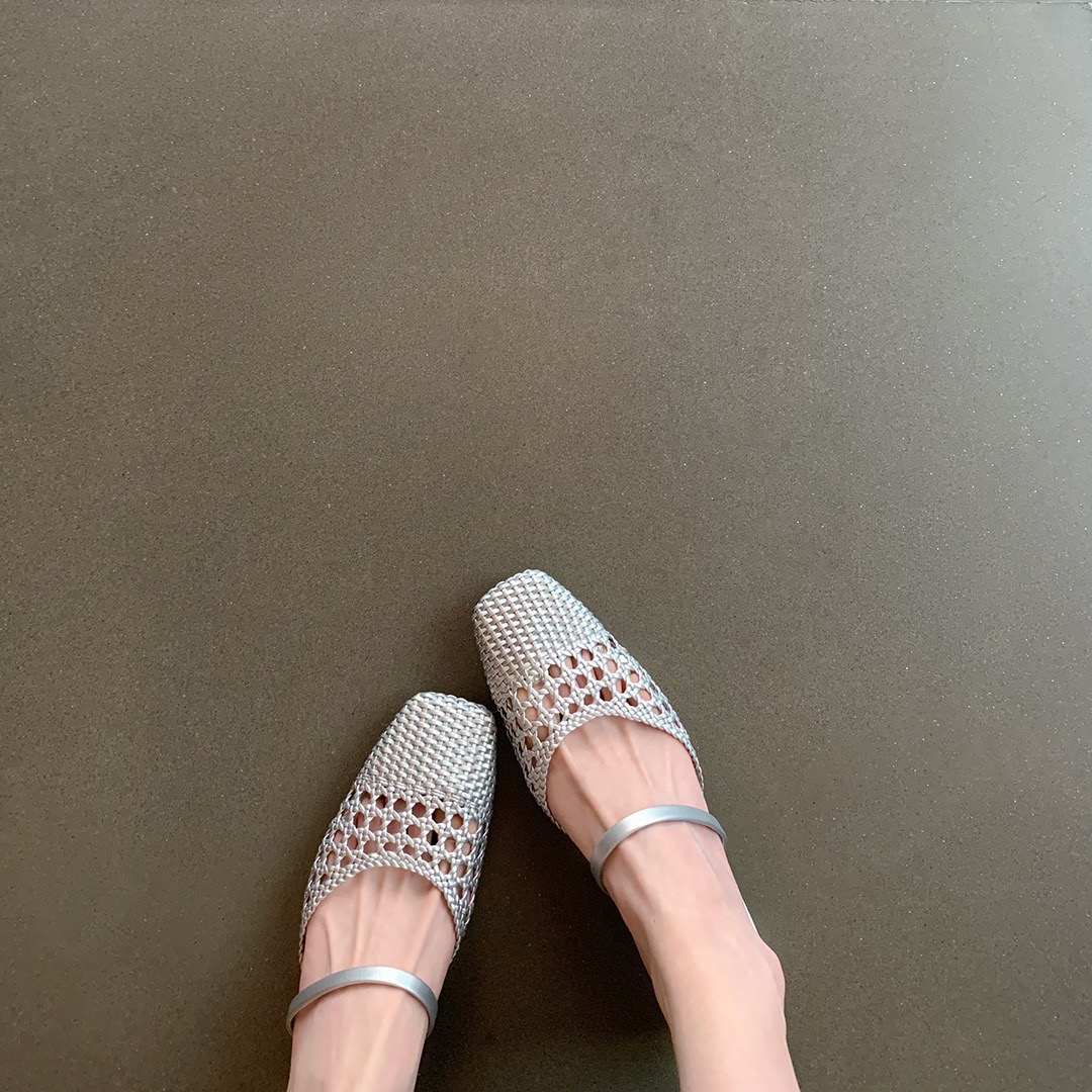 Women's Summer 2024 New Vintage Flat Mary-jane Shoes Fisherman Weave Roman Sandals Women 2443