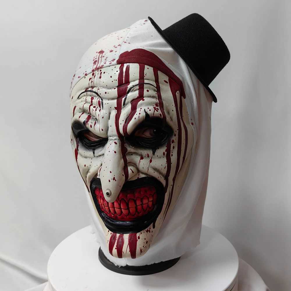 Horror Terrifier 3 Art The Clown Mask Cosplay Joker Killer Demon Skl Latex Halloween Carnival in Party Costume Props Y250210