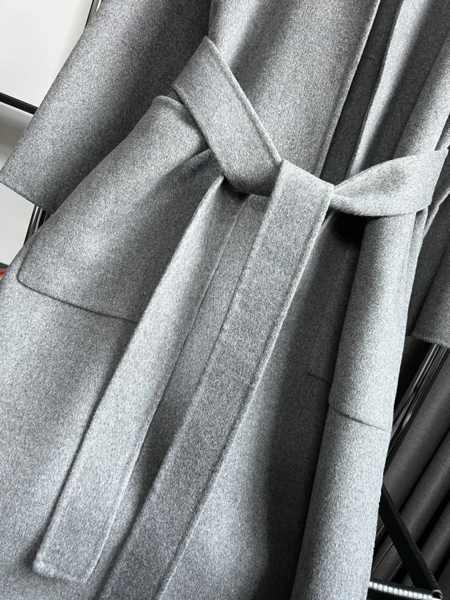 Wool blended doublefaced tweed coat traf handstitched longlength sidesplit collar 2024 autumn and winter 7522247 250109Z