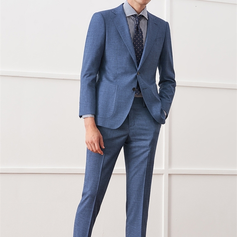 Summer Mens Suits Blazer Solid Color Single Breasted Stand Lapel Chic Outfits Custom Made Slim Fit 2 Piece Jacket Pants 250208Z