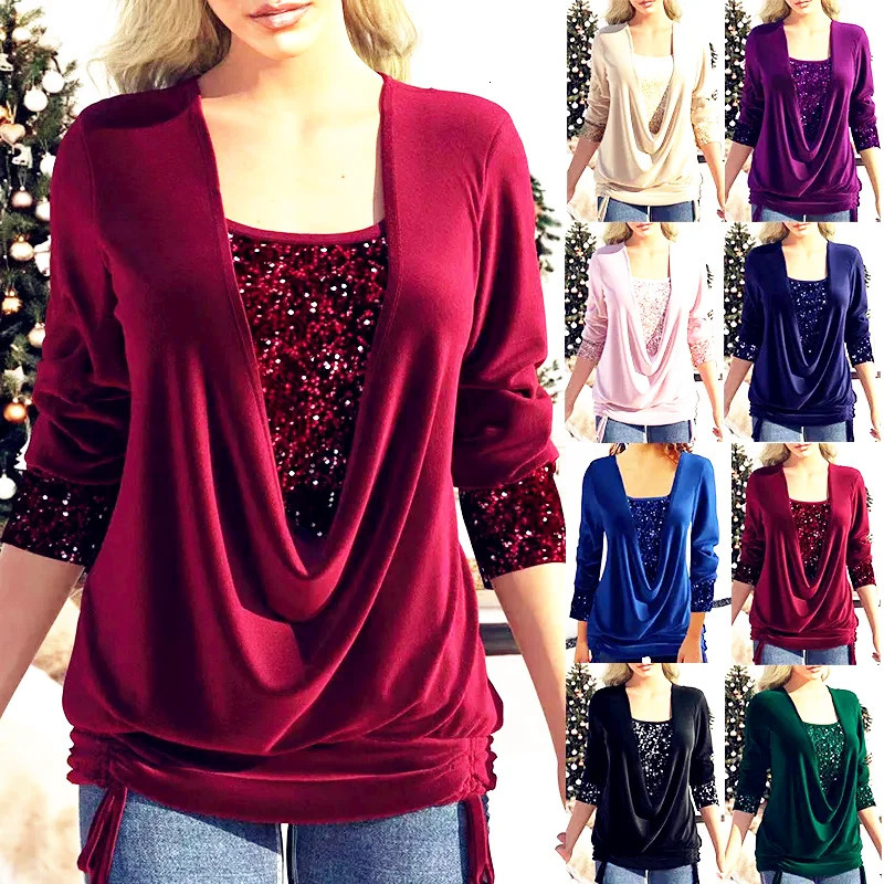 Women Spring Autumn Tops Beads Ruffles Tees Sexy Vintage Full Long Sleeve 5XL T Shirts Loose Casual Befree Boho 250114Z