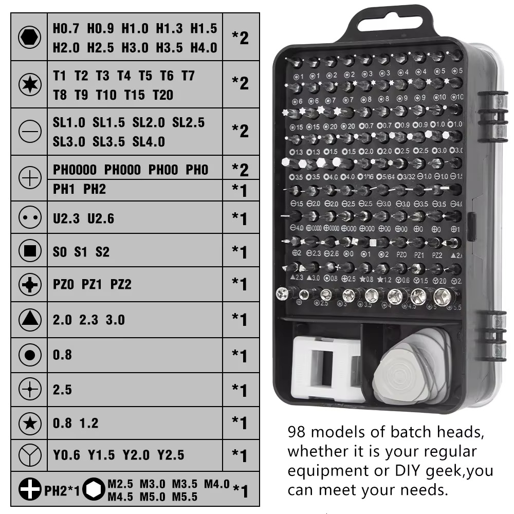 Update Ultimate 115-In-1 Precision Screwdriver Set Electronics PC Laptop Phone Book Repair Professional Tools Kit For Every Task