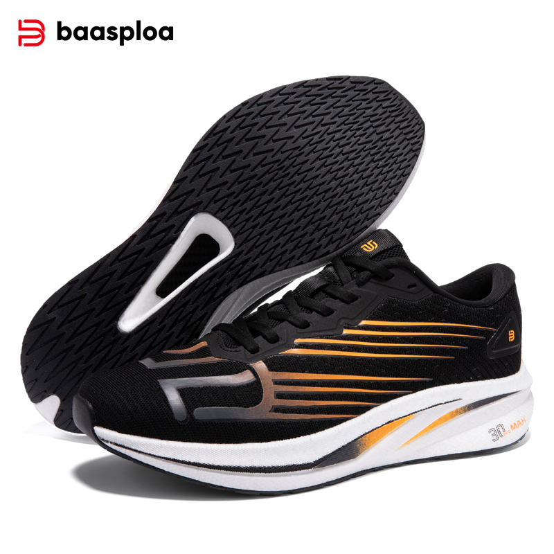 Baasploa Men Running Shoes Carbon Plate Professional Jogging Sneakers Male Outdoor Breathable Anti-slip Sports Shoes