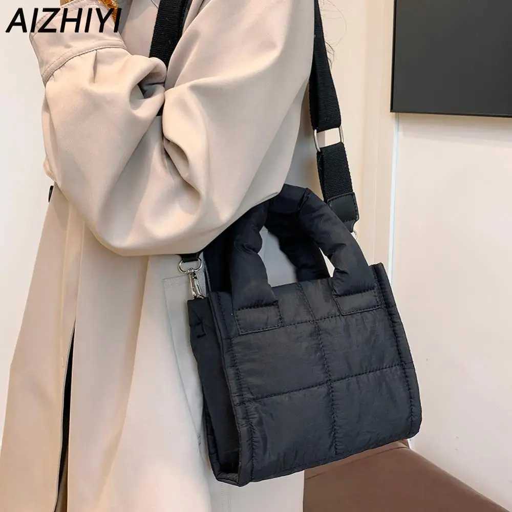 Puffer Crossbody Bags for Women Quilted Puffy Nylon Shoulder Bag Luxury Handbag Purse Cotton Padded Messenger Bag 2024C250208