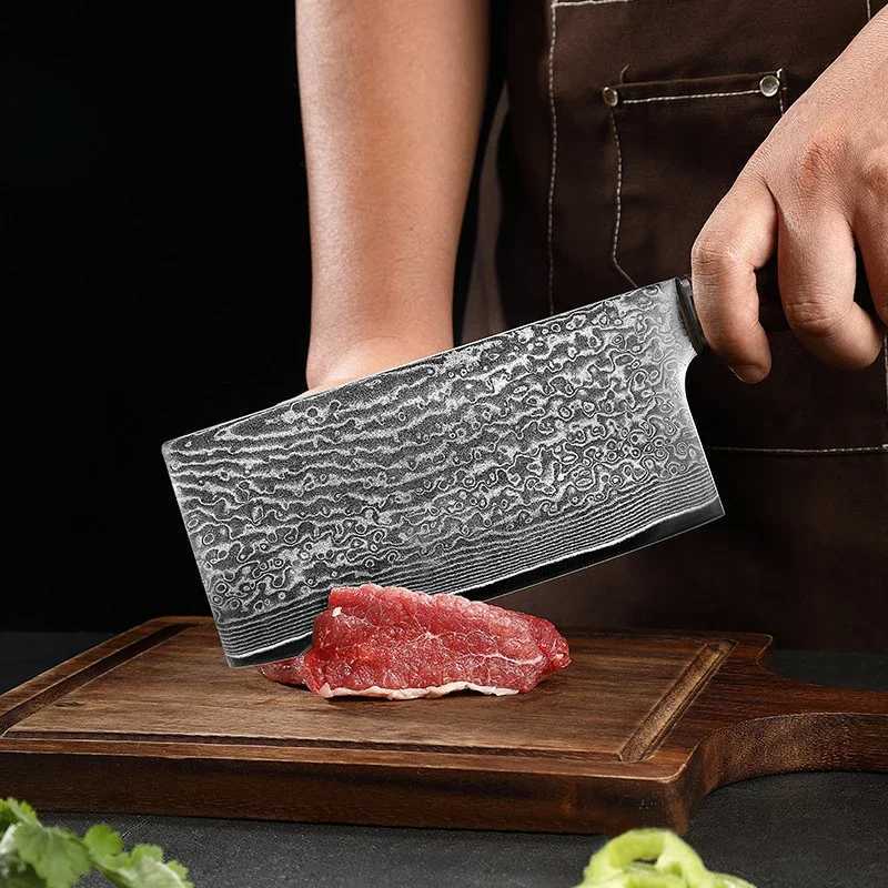 Damascus Steel Kitchen Knife Set VG10 Professional Chef Cleaver Knives Wide Blade Butcher Meat Vegetables Slicing KnifeXJ250210