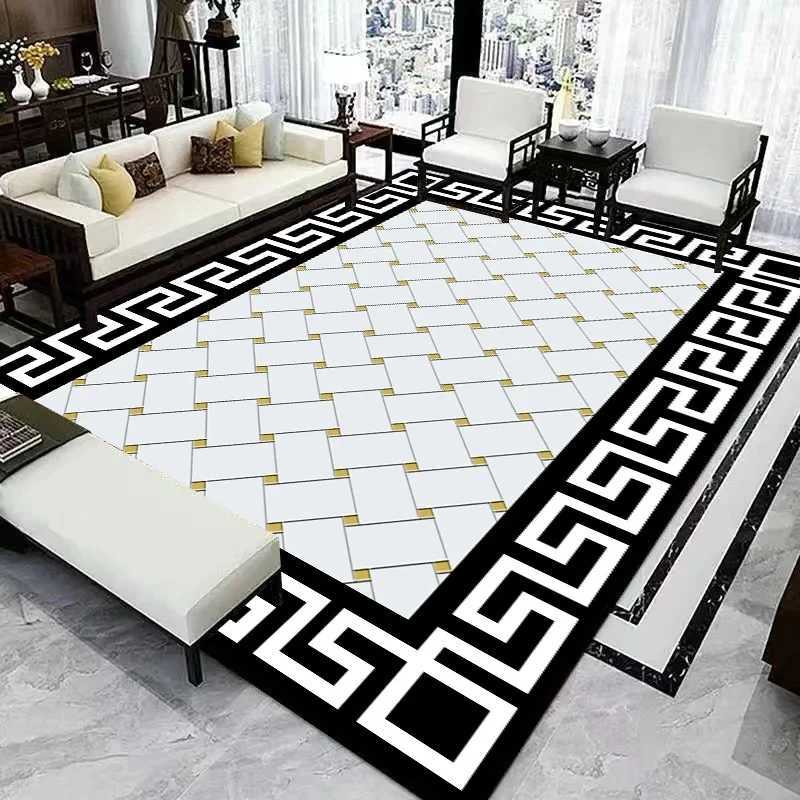 Nordic Light Luxury Living Room Rugs Modern Simplicity Style Bedroom Geometry Carpet Decor Non-slip Floor Mats Big Size Decorate Y250210