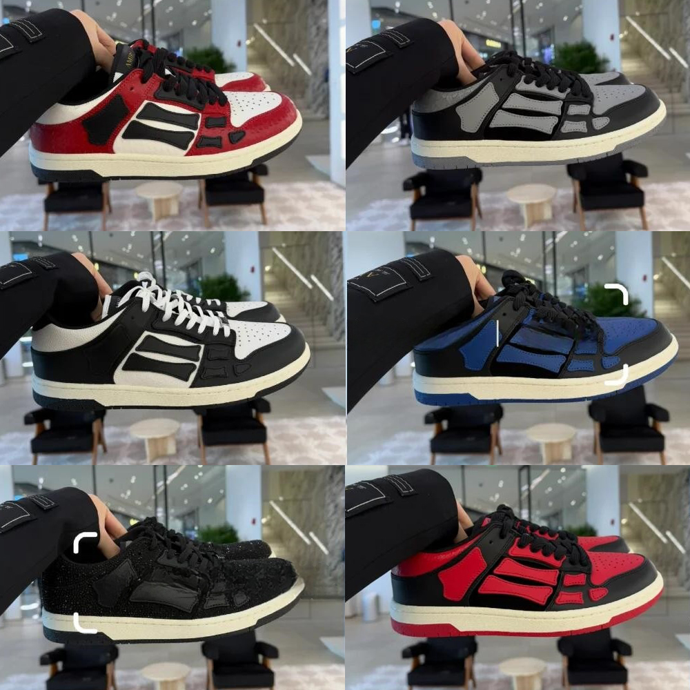 Designer SkelTop Low Casual Shoes Skelet Bones Runner Top Low skel Skeleton shoes Women Men Retro Sneakers Black white Genuine Leather Lace Up