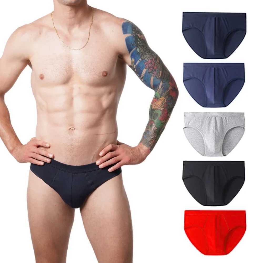 2 Pcs Slip Di Cotone Di Moda Maschile Mutande Comode Mutandine Mutande Traspirabili Mutande Bianche-image