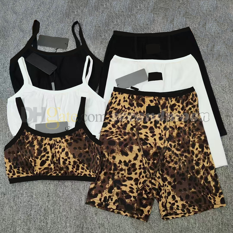 Women Sport Shorts Breathable Short Vest Summer Breathable Tracksuit Designer Leopard Print Yoga Outfit