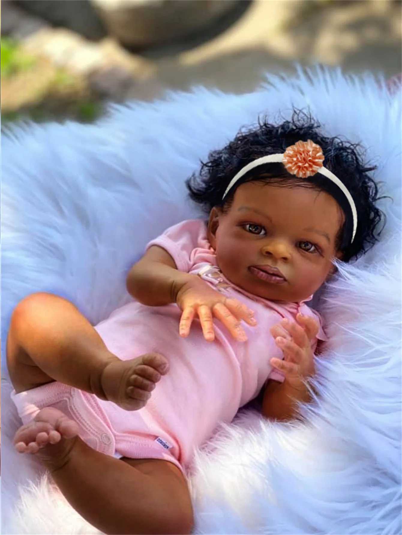 51cm Reborn Doll Baby Doll Vinyl Limbs with 3D Painted Skin Realistic Soft Cloth Body African American Doll Toy Christmas Gift X250210