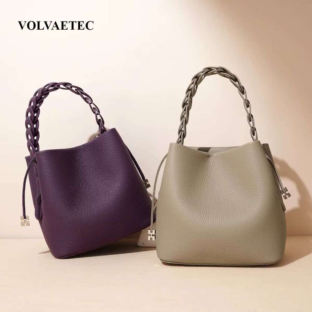 VOAETEC First-Layer Cowhide Bucket 2025 Early Spring Real Leather Messenger Commuter Casual Versatile Bag Womens