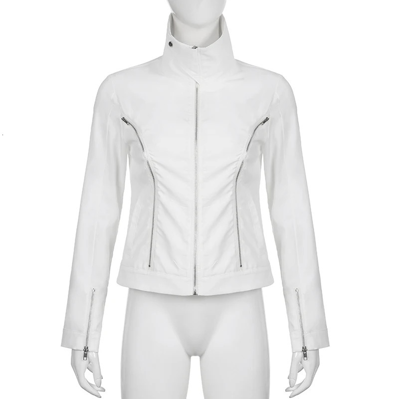Doury Punk Style Jacket y2k Women Zip Up Turn-down Collar Long Sleeve Coat Korean Fashion Goth Top Autumn Outwear Streetwear 250206