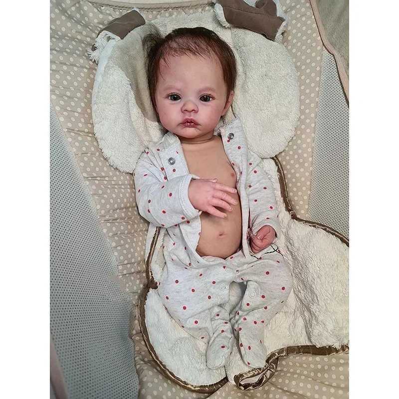 19inch Full Vinyl Reborn Baby Doll Meadow with Root Hair Silicone Baby Doll Multilayer 3D Painting Skin Dolls Baby Reborn Girl X250210