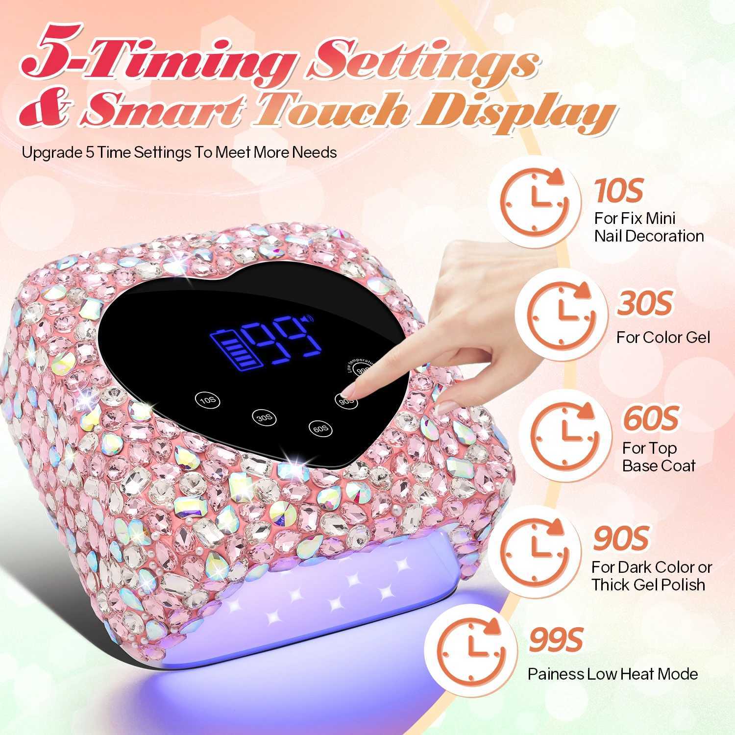 Rechargeable 72W UV LED Nail Lamp For Nails 30LEDS Wireless Gel Polish Curing Lamp With Large Screen Professional Nail Equipment W250210