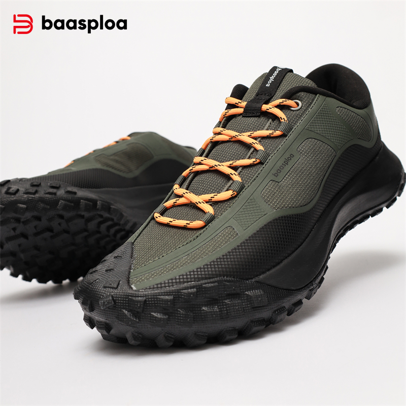 Baasploa Men Hiking Shoes Outdoor Walking Shoes Male Waterproof Camping Non Slip Sneakers