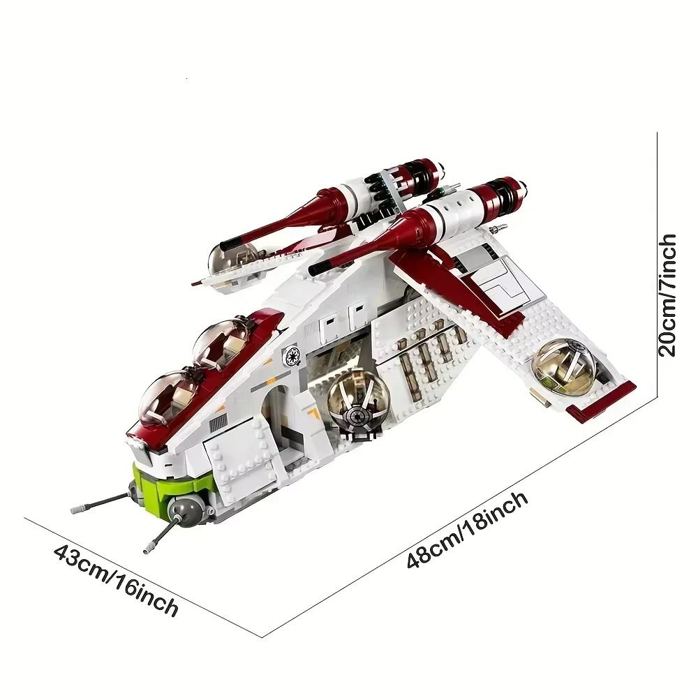MOC In Stock Star Plan Republic Droipship Gunship Building Blocks Bricks 75021 DIY Toys For Children Birthday Christmas Gift