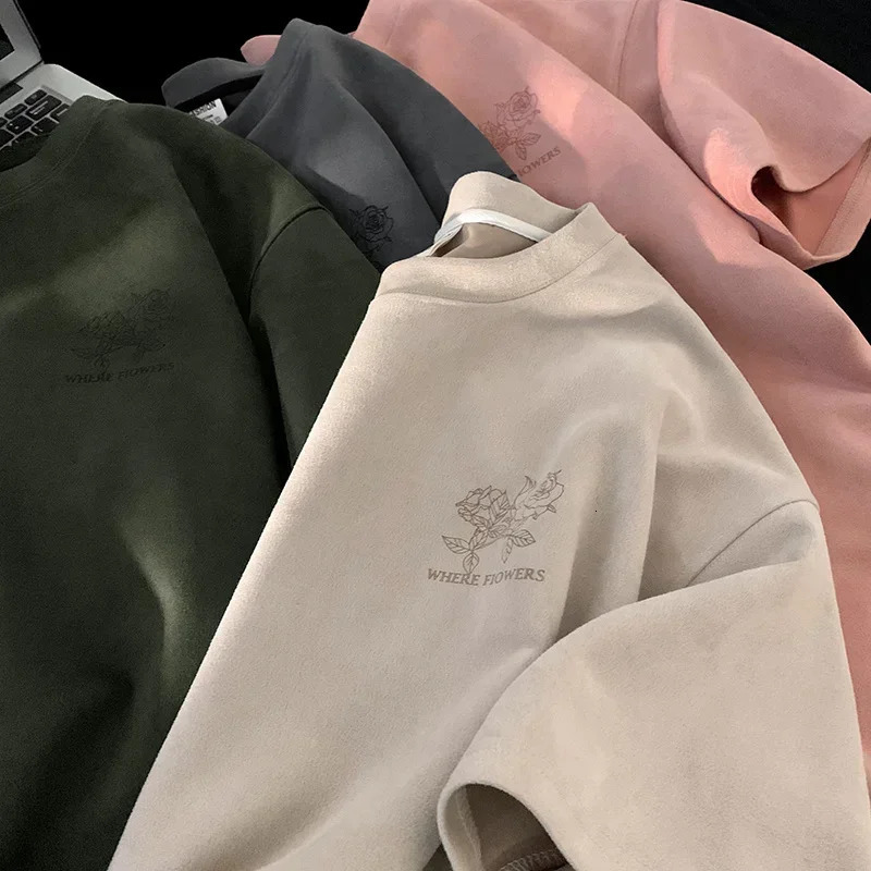 Summer Goth Flowers Printed Tshirts For Men Y2K Vintage Short Sleeve T-shirts Hip Hop Fashion Streetwear Cotton Tee Shirt 250208