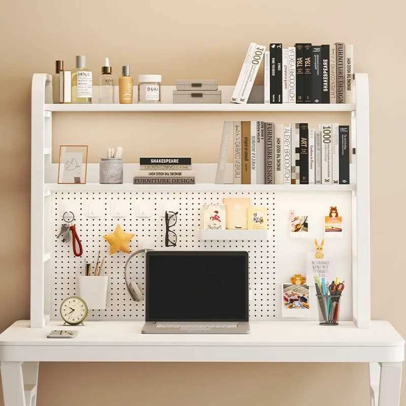 Storage Holders Racks Minimally modern office desk with multi layer wrought iron storage rack student home computer desktop perforated board bookshelf