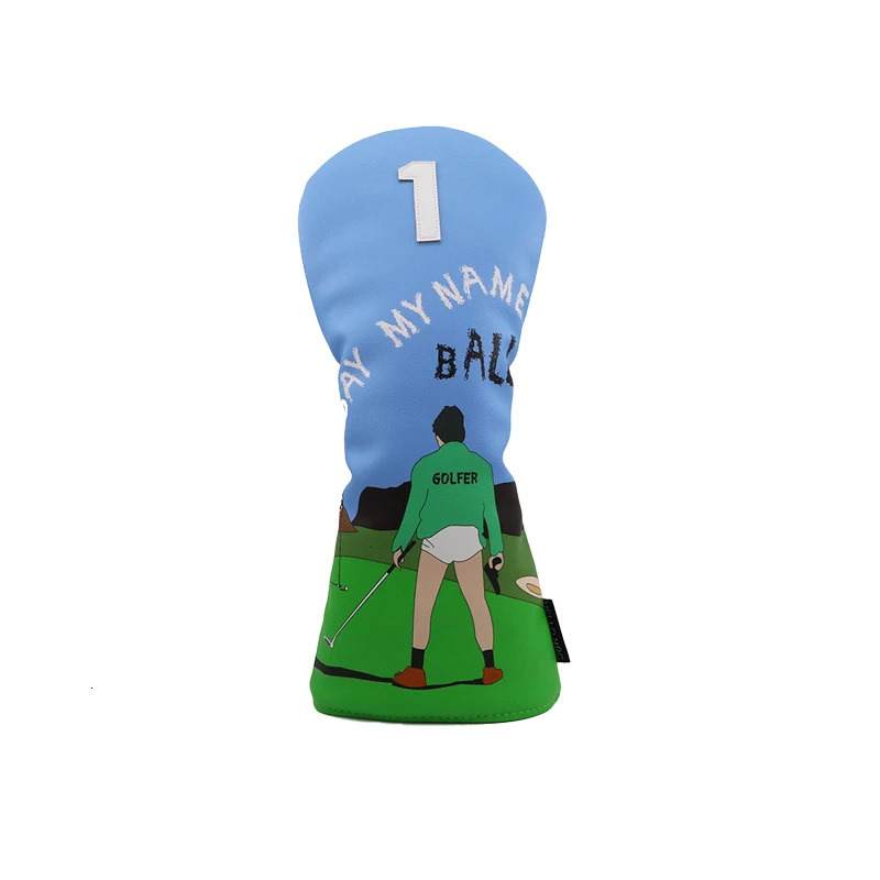 1 pc Golf Headcover for Driver fairway and UT Cover Prank Style PU Leather PrintingAbstract Art Style 250120
