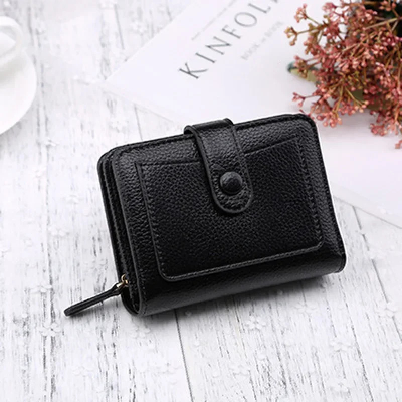 Women Wallets 2024 Red Black Small Mini Coin Purse Hasp Card Holder Lady Wallet Zipper Female Leather Buckle 250221