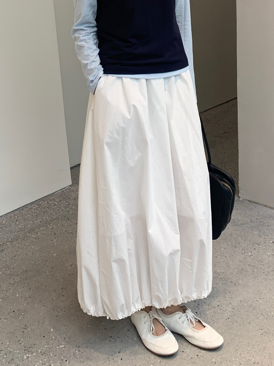 G95 Korean style simple flower bud skirt 2025 Thirteen Lines Spring new high waist slim all-match mid-length skirt