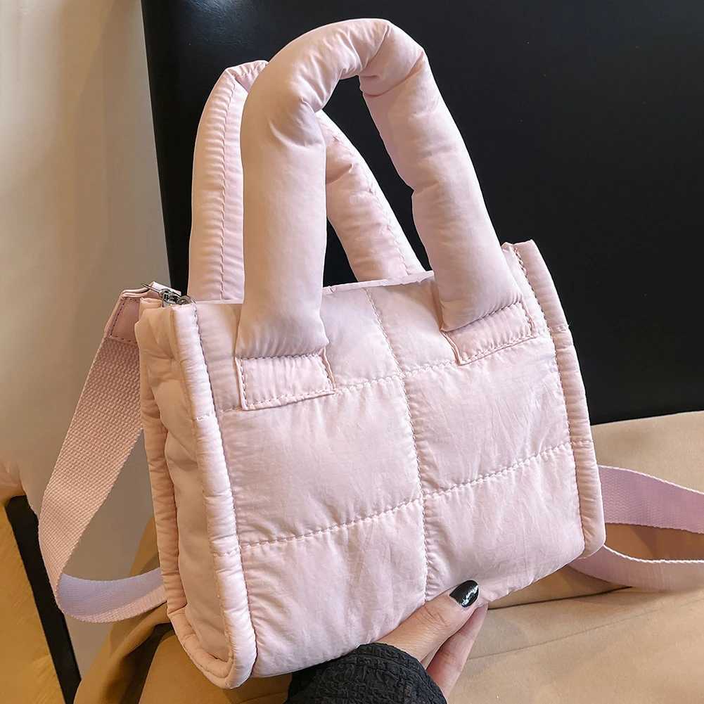 Puffer Crossbody Bags for Women Quilted Puffy Nylon Shoulder Bag Luxury Handbag Purse Cotton Padded Messenger Bag 2024C250208