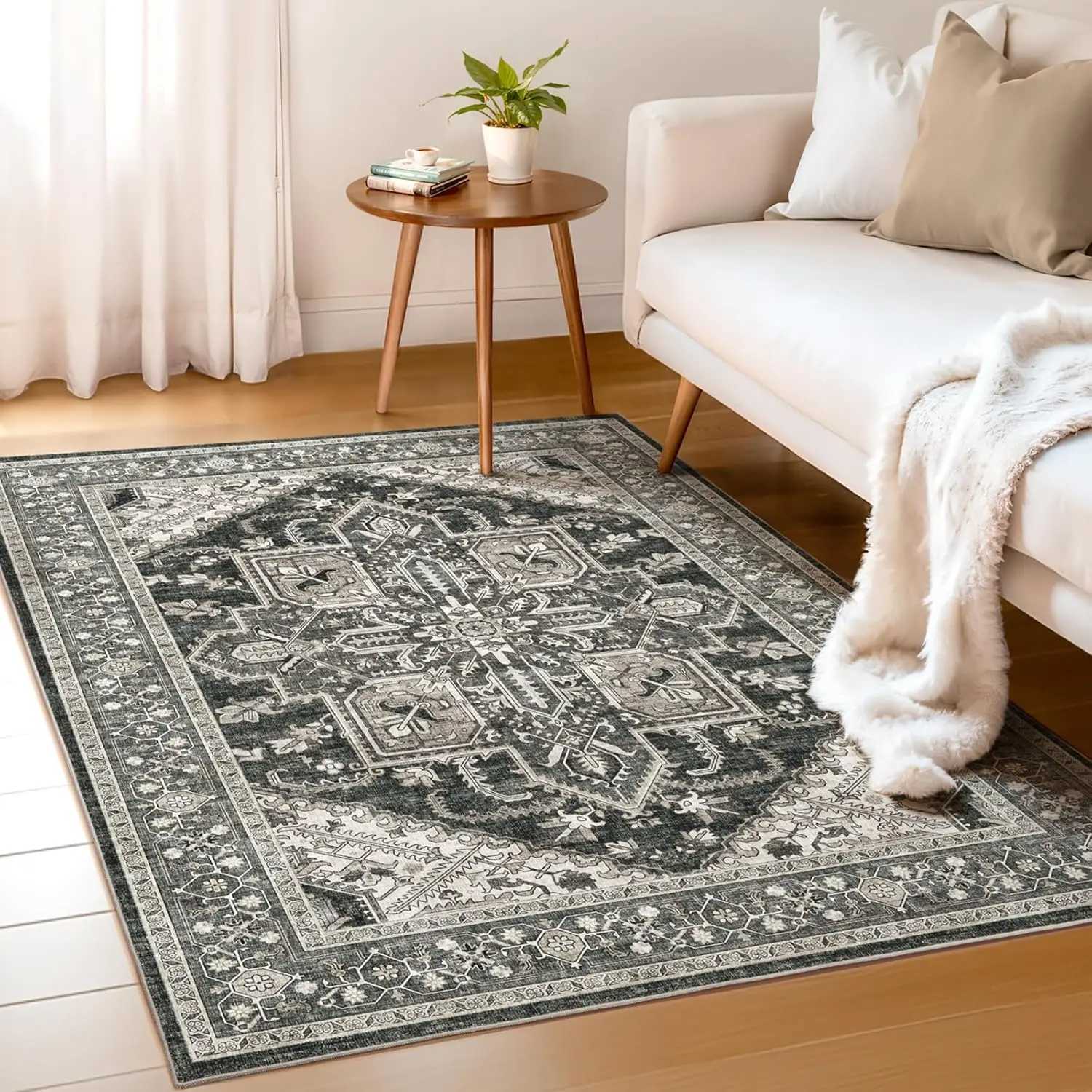 vikama Boho Area Rugs Machine Washable for Living Room BedroomNon-Slip Floor Carpet Indoor for Dining Room Bedroom Home Decor Y250210