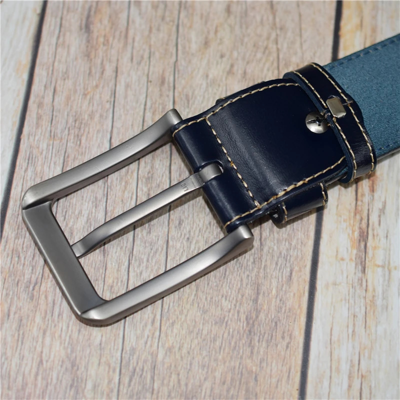 Men Belt Cow Leather Black/blue/coffee/white/green/red Alloy Pin Buckle Belts for Man 3.8CM Width Waist Belt 100-130CM 250210