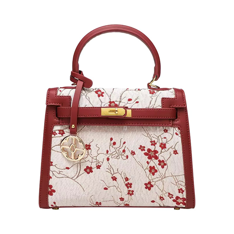 2024 Autumn/Winter New Niche Chinese Style Embroidery Red Bride Wedding Handbag Fashionable Single Shoulder Bag